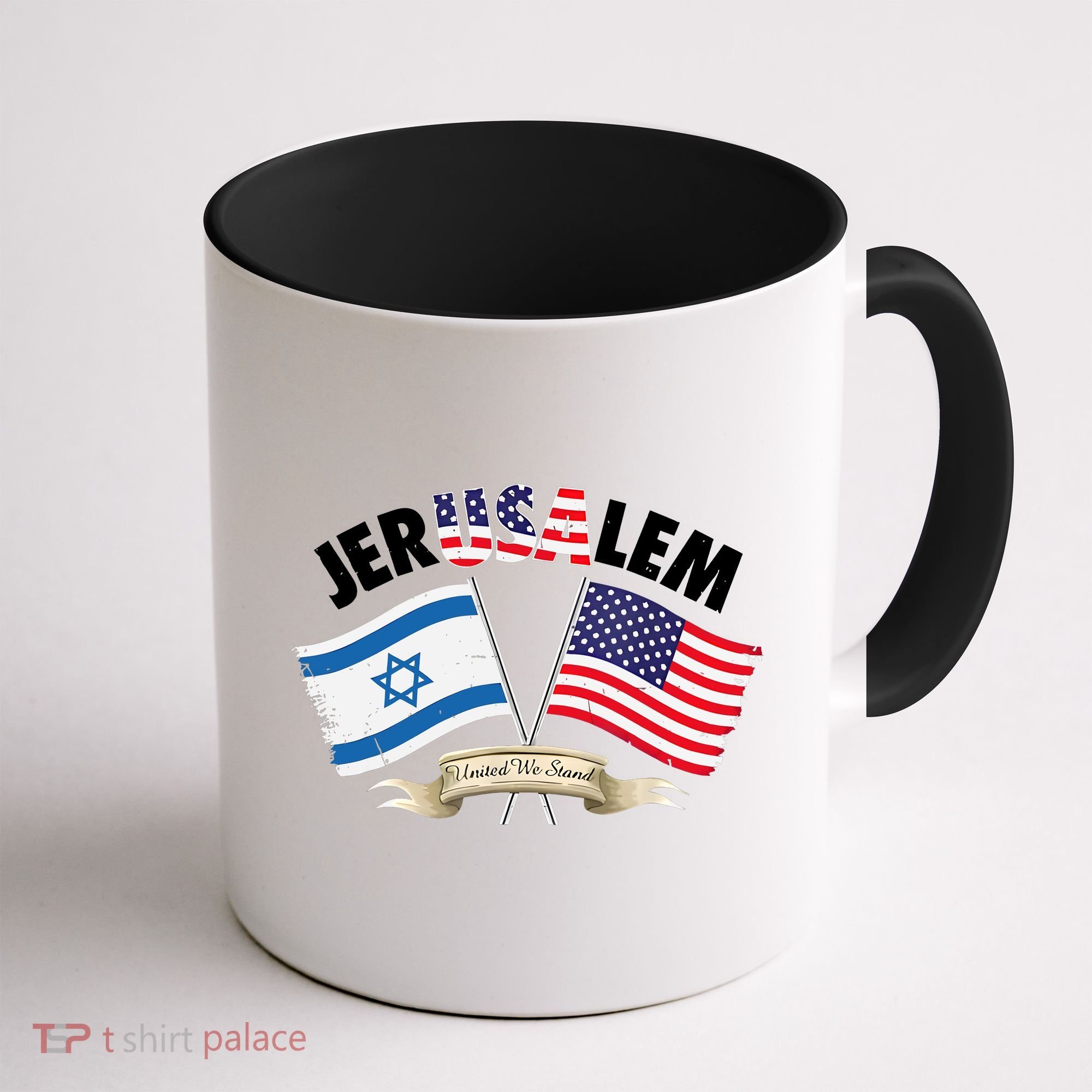 Jerusalem Israel Usa American Flag Coffee Mug