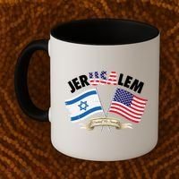 Jerusalem Israel Usa American Flag Coffee Mug thumb 2