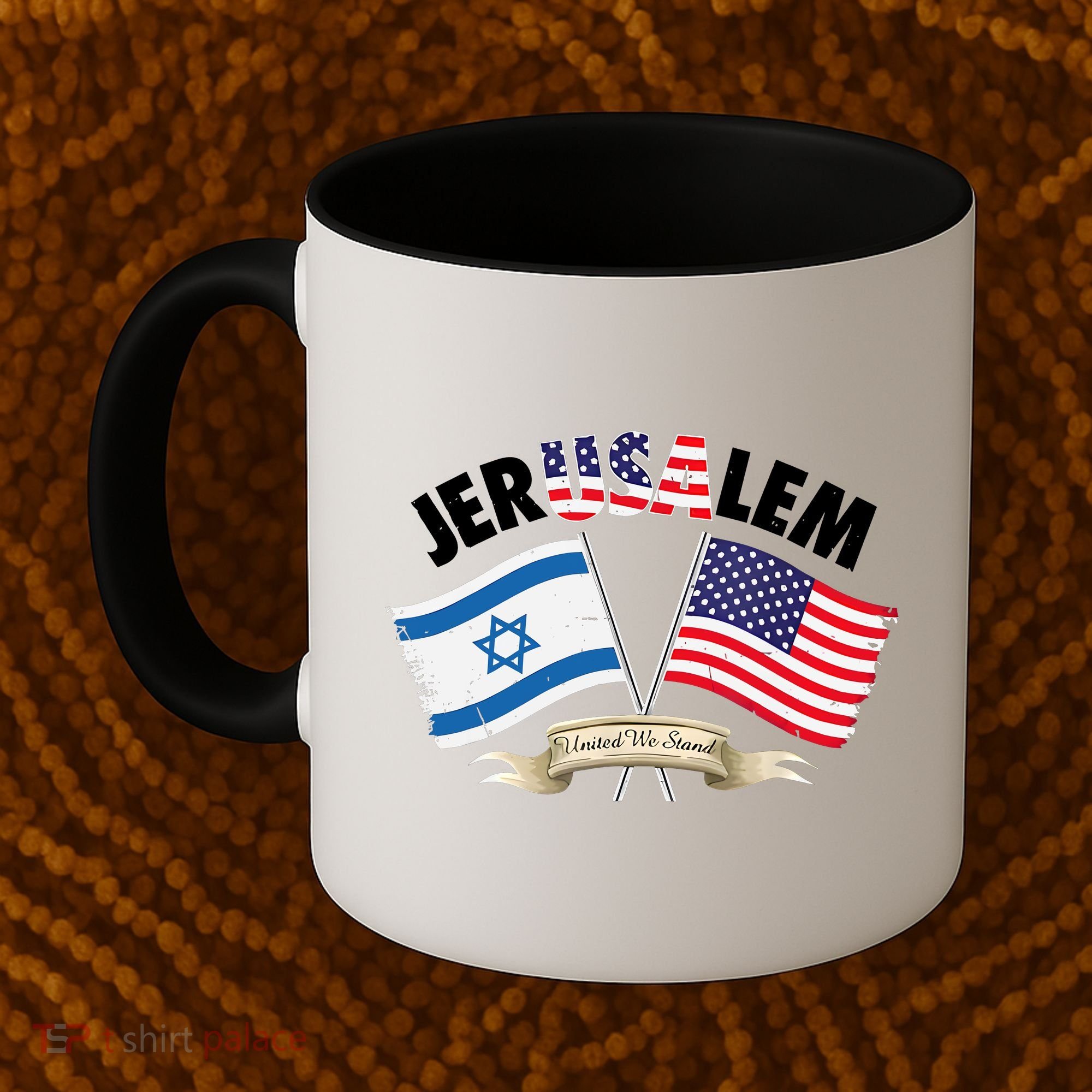Jerusalem Israel Usa American Flag Coffee Mug