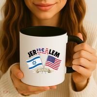 Jerusalem Israel Usa American Flag Coffee Mug thumb 3