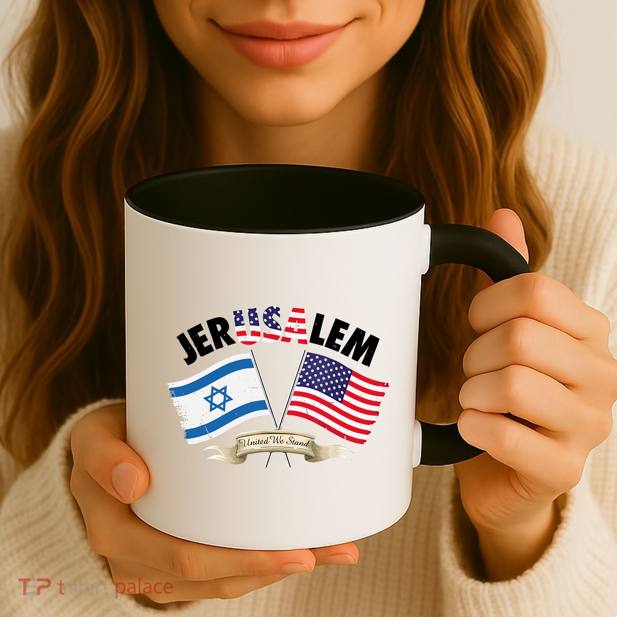 Jerusalem Israel Usa American Flag Coffee Mug