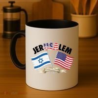 Jerusalem Israel Usa American Flag Coffee Mug thumb 4