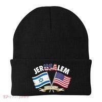 Jerusalem Israel Usa American Flag Beanie thumb 0