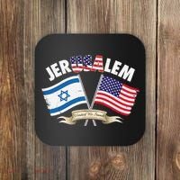 Jerusalem Israel Usa American Flag Coaster thumb 0
