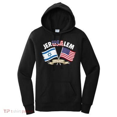 Jerusalem Israel Usa American Flag Women's Hoodie