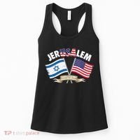 Jerusalem Israel Usa American Flag Women's Tank Top thumb 0