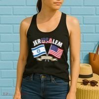 Jerusalem Israel Usa American Flag Women's Tank Top thumb 2