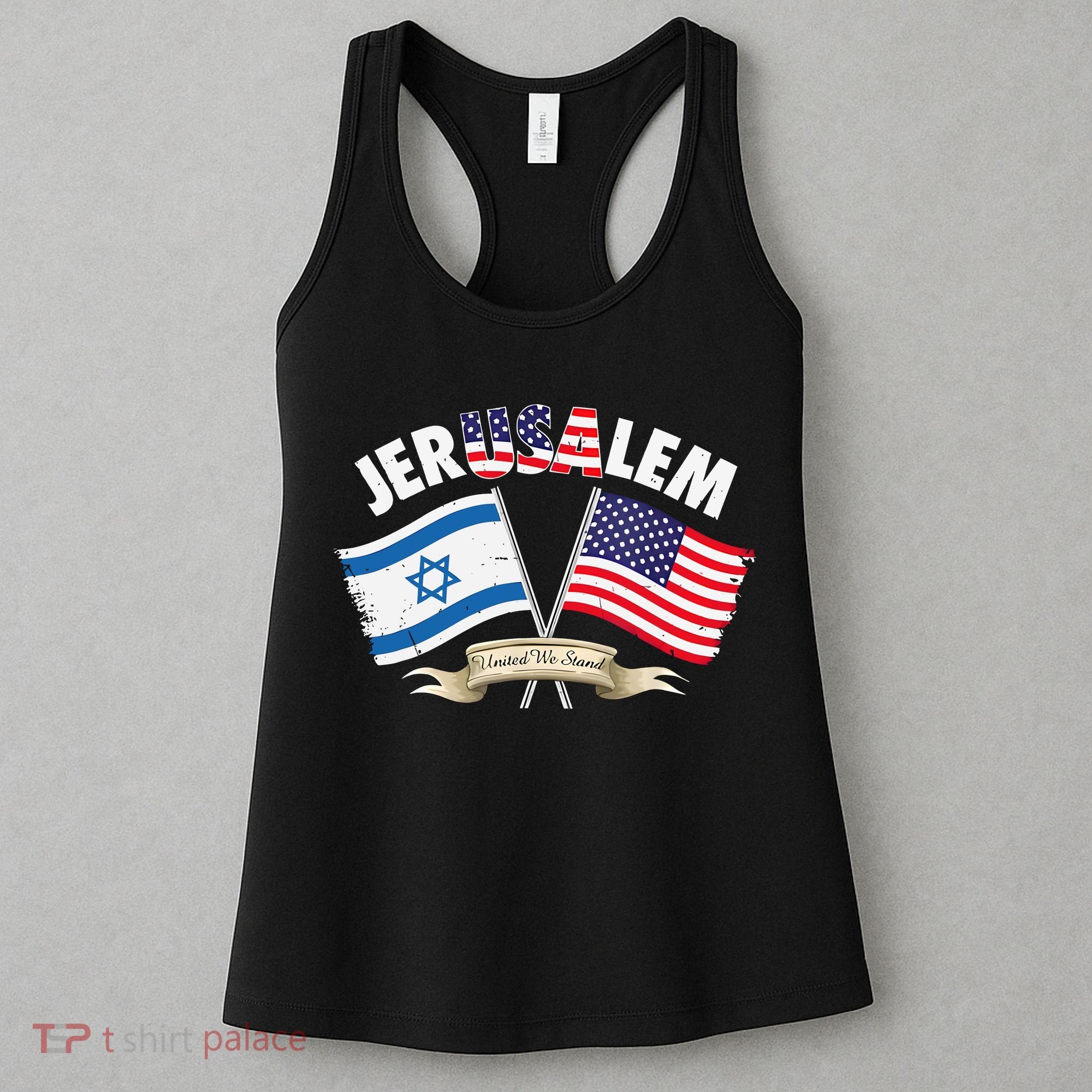 Jerusalem Israel Usa American Flag Women's Tank Top