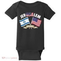 Jerusalem Israel Usa American Flag Baby Bodysuit thumb 0