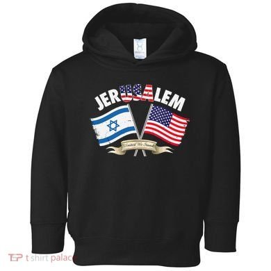 Jerusalem Israel Usa American Flag Toddler Hoodie