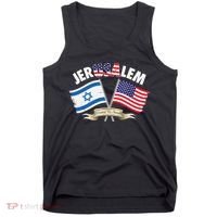 Jerusalem Israel Usa American Flag Tank Top thumb 0