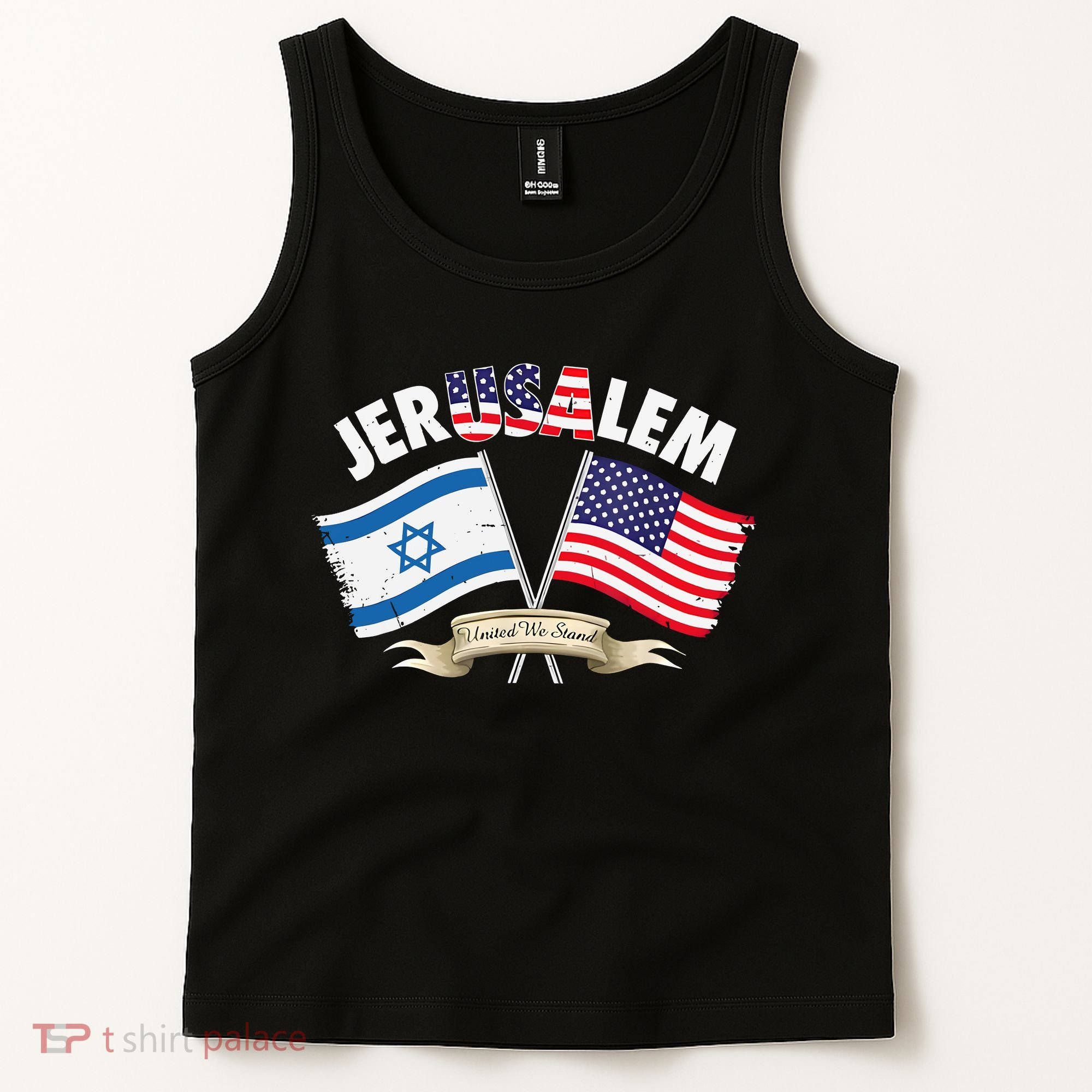 Jerusalem Israel Usa American Flag Tank Top