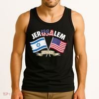 Jerusalem Israel Usa American Flag Tank Top thumb 3
