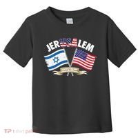 Jerusalem Israel Usa American Flag Toddler T-Shirt thumb 0