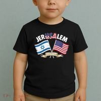 Jerusalem Israel Usa American Flag Toddler T-Shirt thumb 2