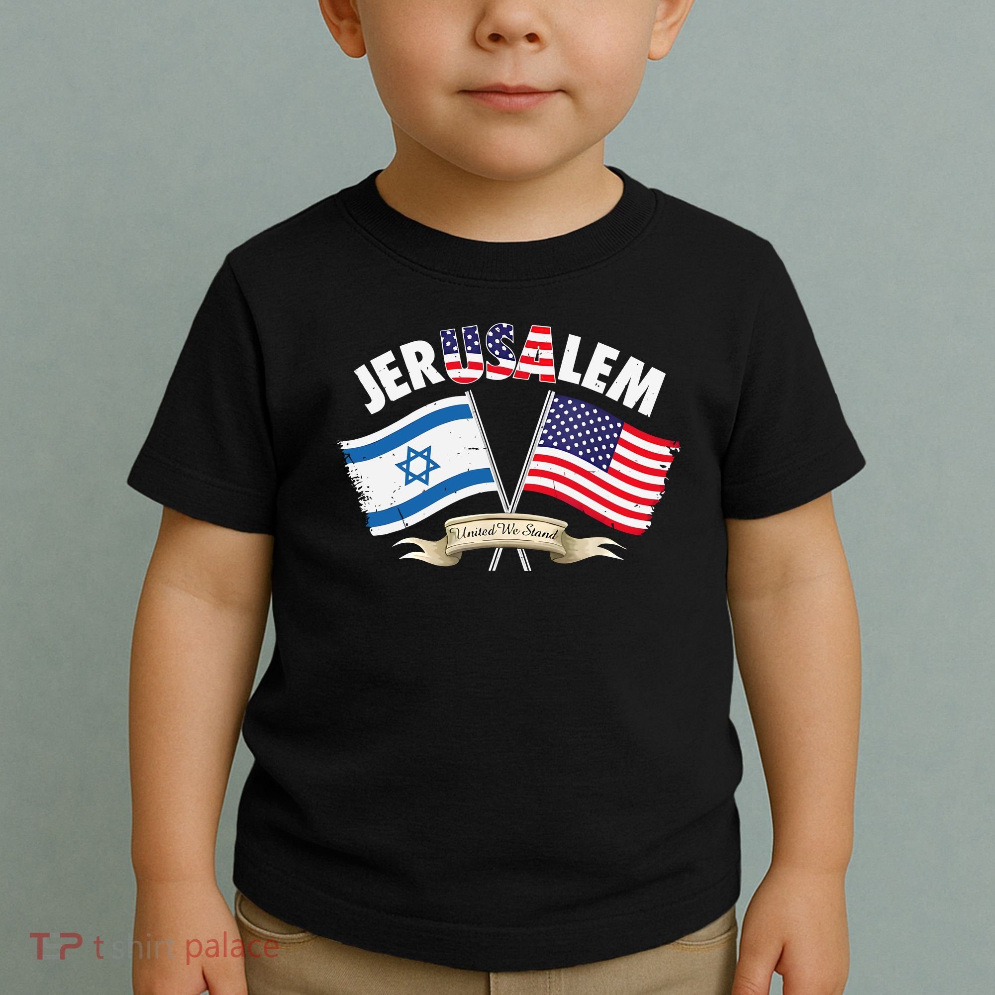 Jerusalem Israel Usa American Flag Toddler T-Shirt