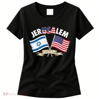 Jerusalem Israel Usa American Flag Women's T-Shirt