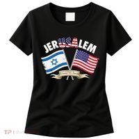Jerusalem Israel Usa American Flag Women's T-Shirt thumb 0