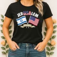 Jerusalem Israel Usa American Flag Women's T-Shirt thumb 2