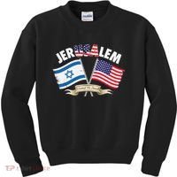 Jerusalem Israel Usa American Flag Kids Sweatshirt thumb 0