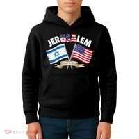 Jerusalem Israel Usa American Flag Kids Hoodie thumb 4