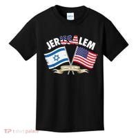 Jerusalem Israel Usa American Flag Kids T-Shirt thumb 0
