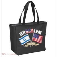Jerusalem Israel Usa American Flag Tote Bag thumb 2