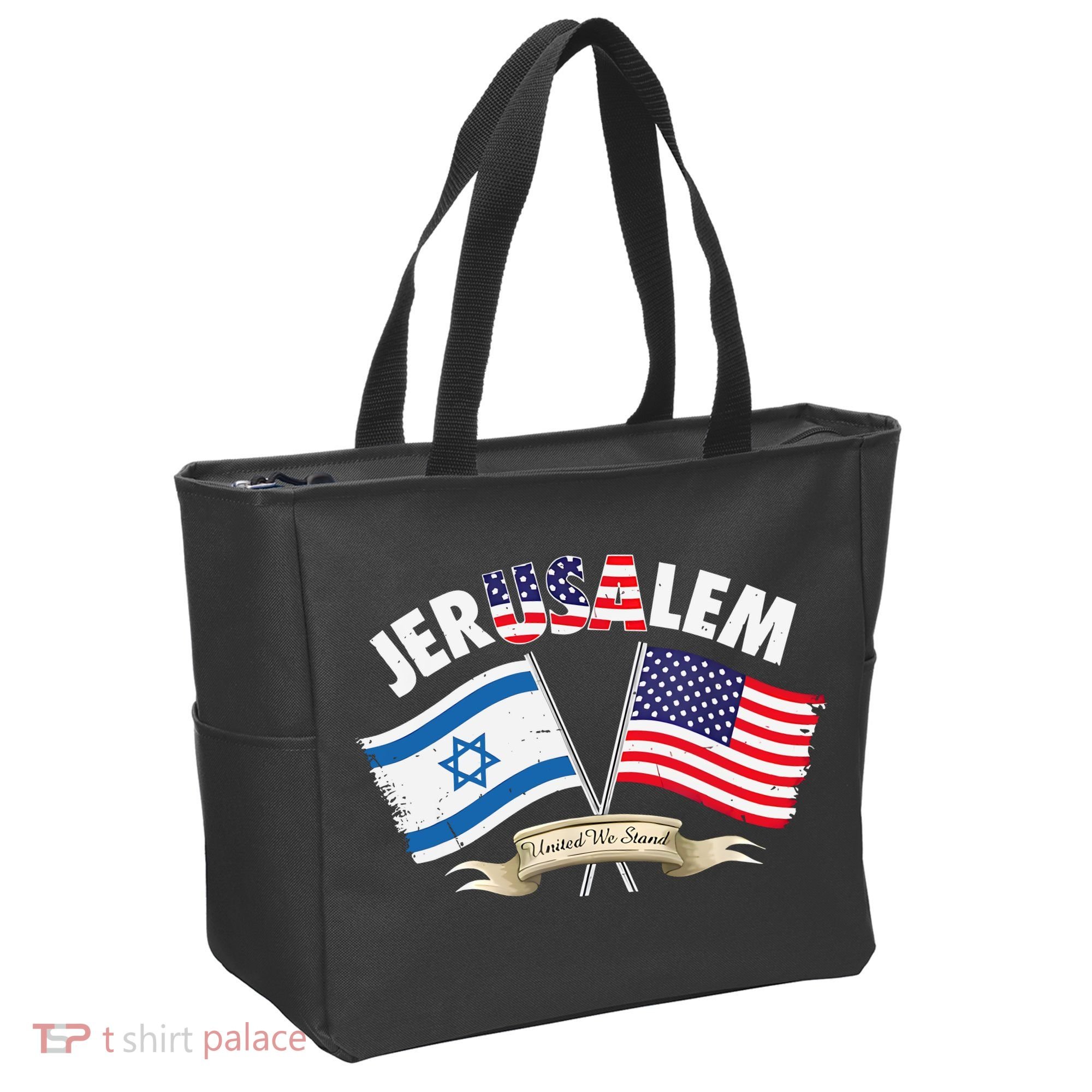 Jerusalem Israel Usa American Flag Tote Bag