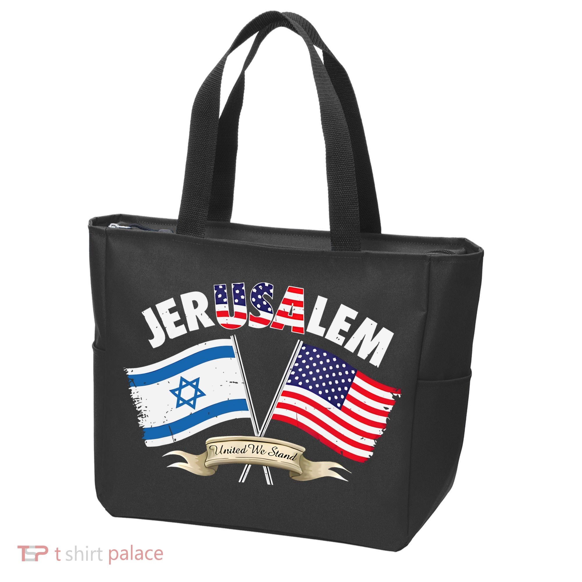 Jerusalem Israel Usa American Flag Tote Bag