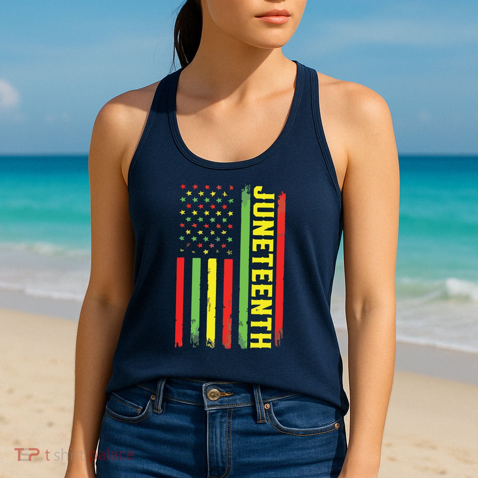 Juneteenth June 19th 1865 Juneteenth Black Freedom Day Flag Women's Tank Top