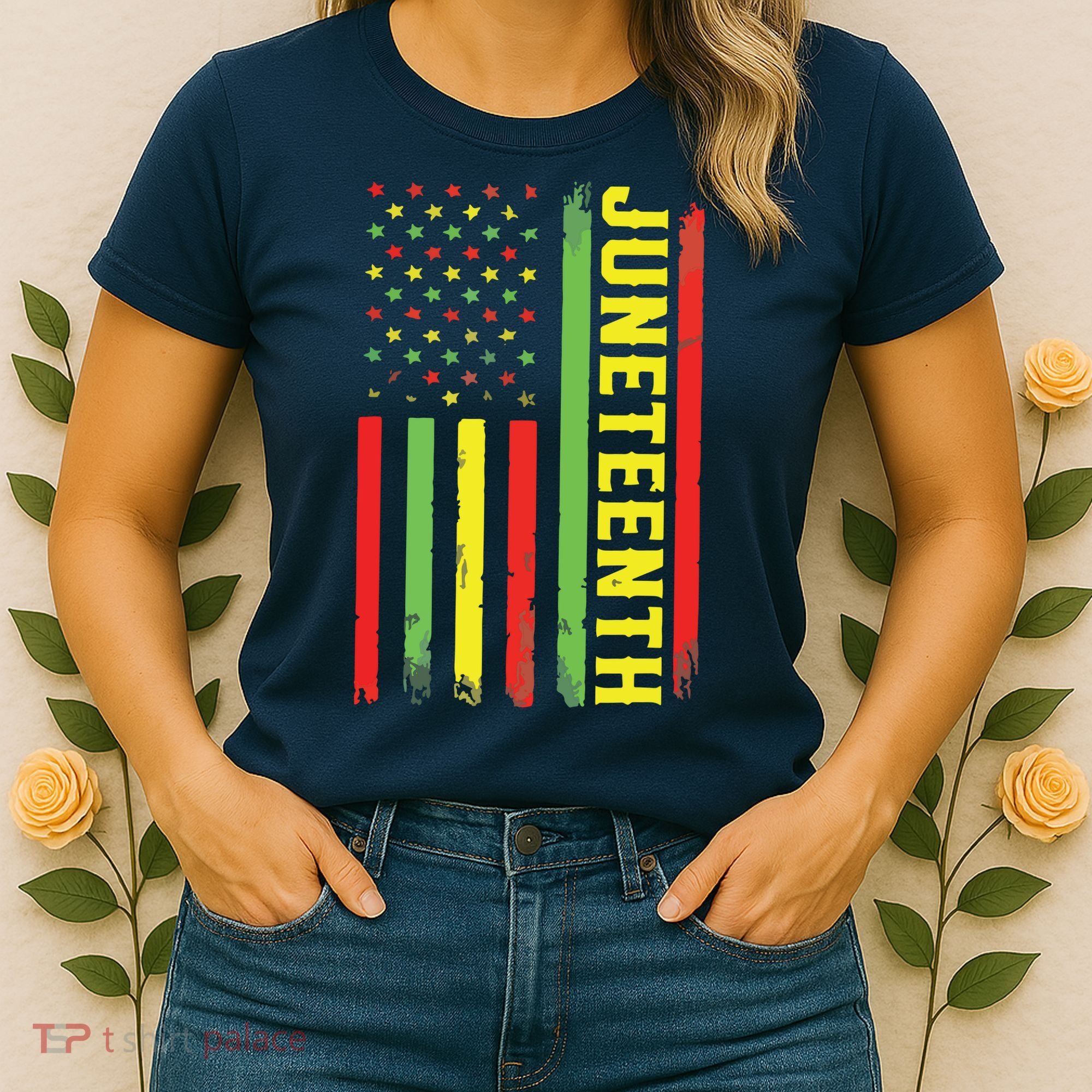 Juneteenth June 19th 1865 Juneteenth Black Freedom Day Flag Women's T-Shirt