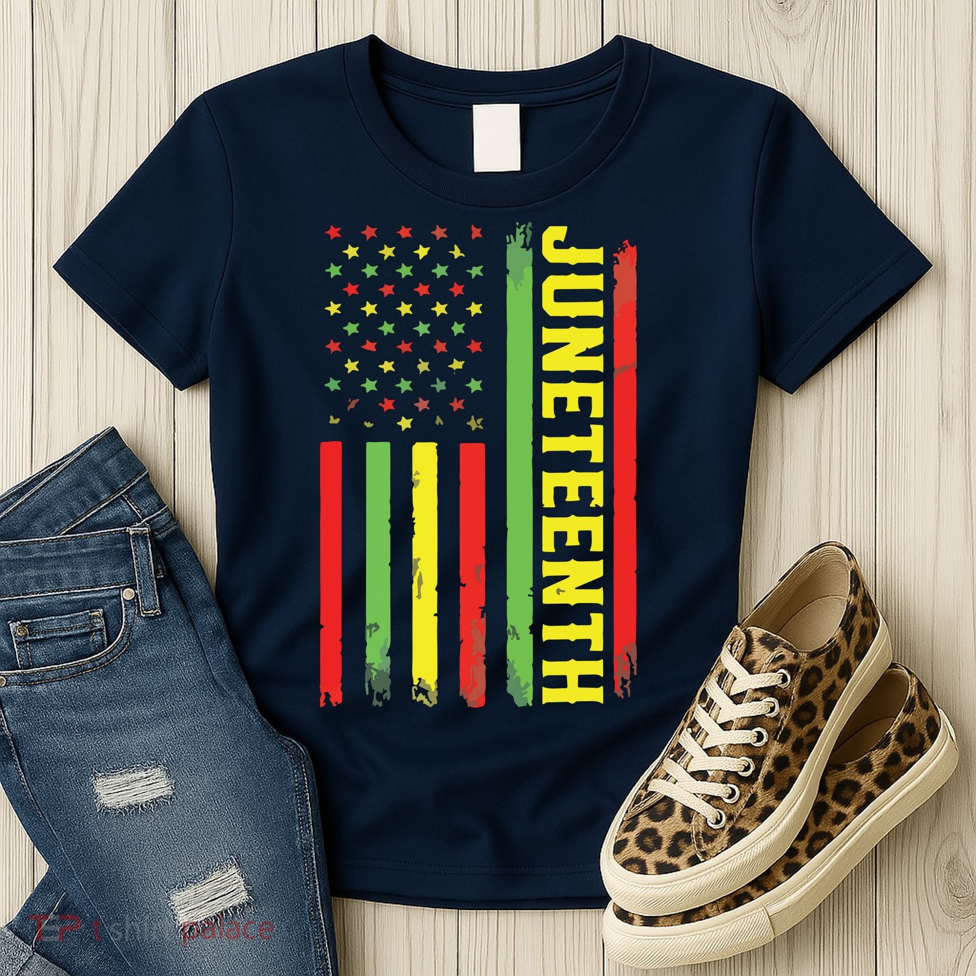 Juneteenth June 19th 1865 Juneteenth Black Freedom Day Flag Women's T-Shirt
