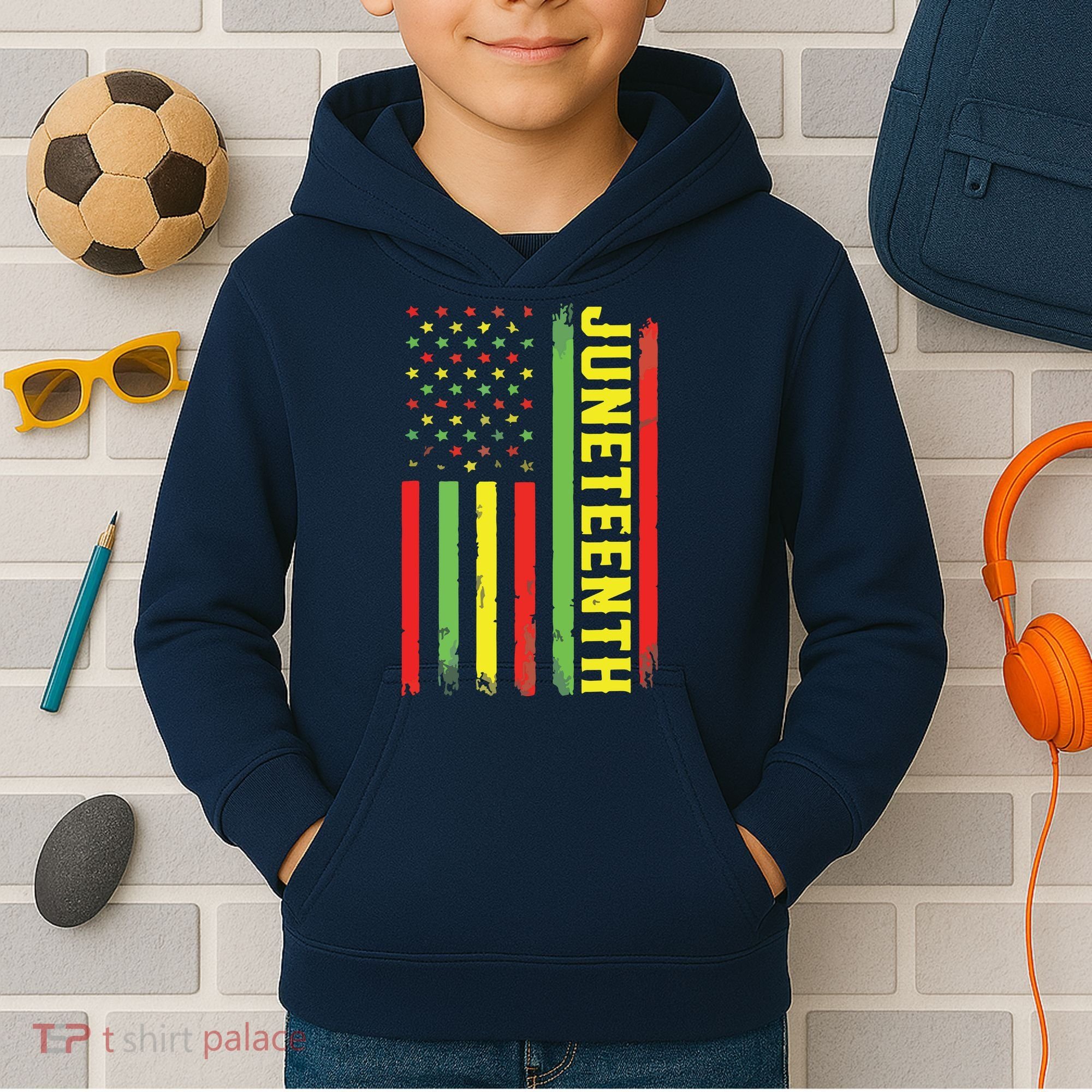Juneteenth June 19th 1865 Juneteenth Black Freedom Day Flag Kids Hoodie