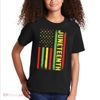 Juneteenth June 19th 1865 Juneteenth Black Freedom Day Flag Kids T-Shirt thumb 2