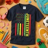 Juneteenth June 19th 1865 Juneteenth Black Freedom Day Flag Kids T-Shirt thumb 3