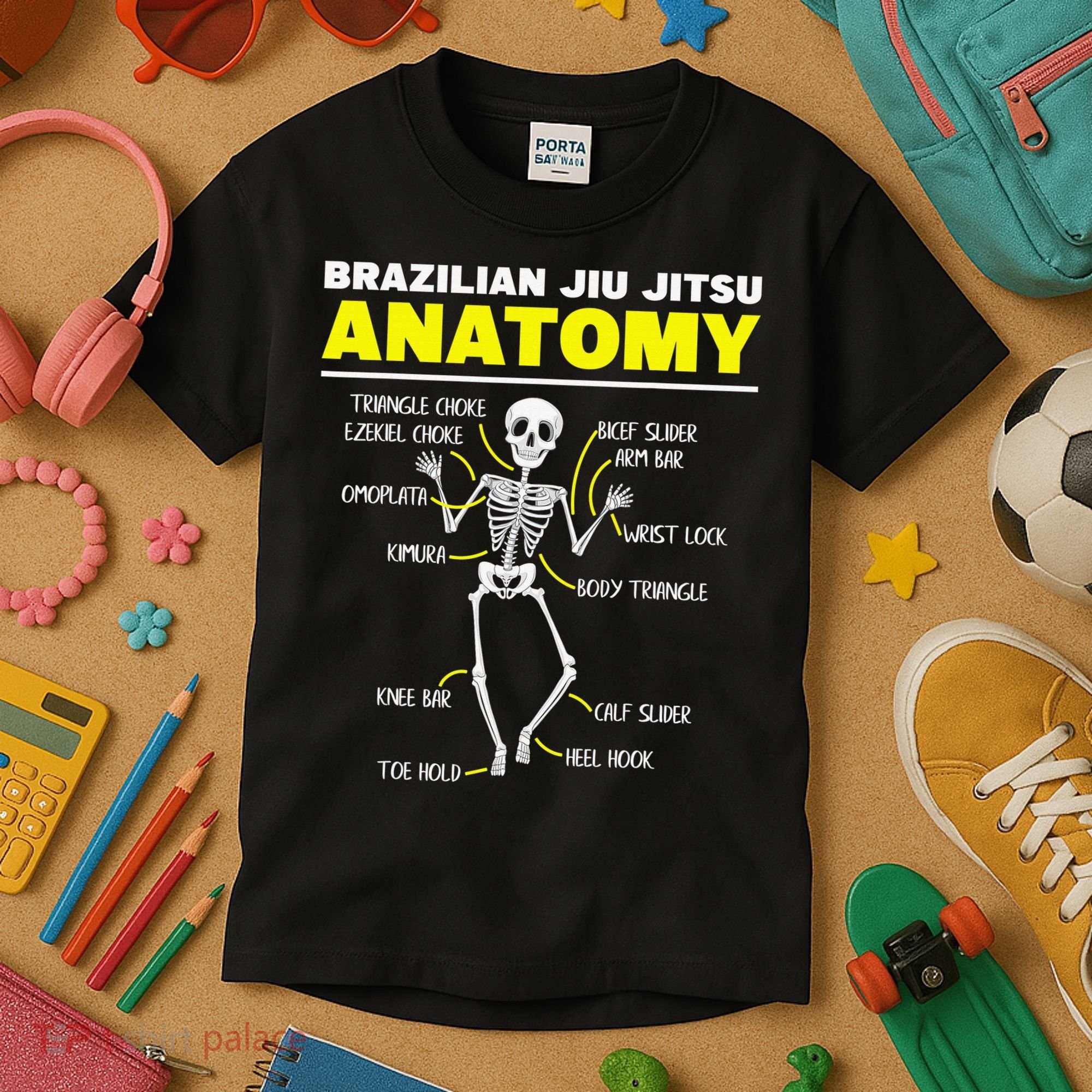 Jiu Jitsu Anatomy FunnyTraining Martial Arts Kids T-Shirt