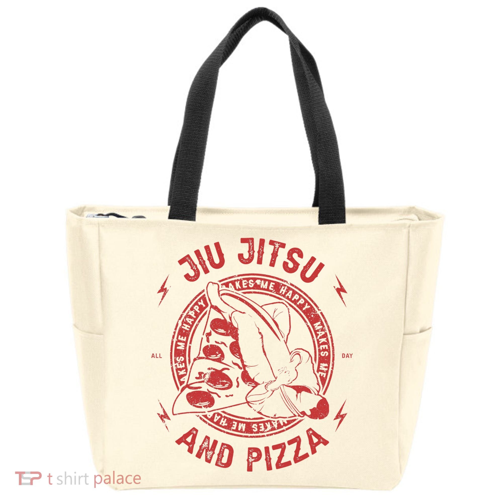 Jiu Jitsu And Pizza Funny Jujitsu BJJ and Mixed Martial Arts Tote Bag