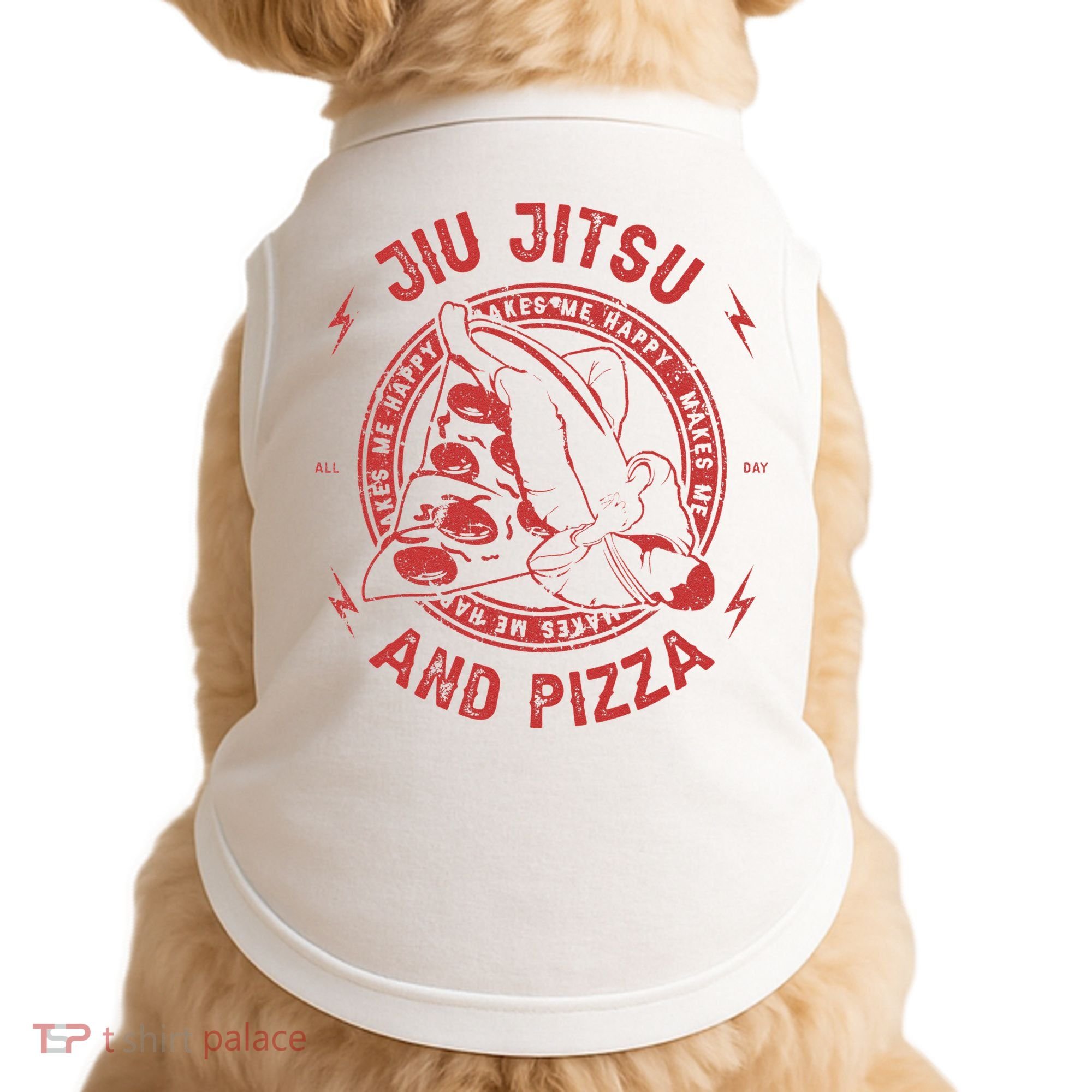 Jiu Jitsu And Pizza Funny Jujitsu BJJ and Mixed Martial Arts Doggie Tank