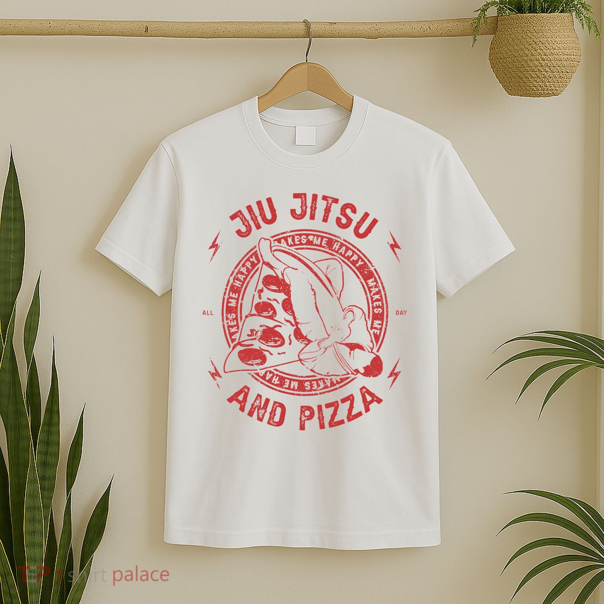 Jiu Jitsu And Pizza Funny Jujitsu BJJ and Mixed Martial Arts T-Shirt