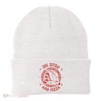 Jiu Jitsu And Pizza Funny Jujitsu BJJ and Mixed Martial Arts Beanie thumb 0
