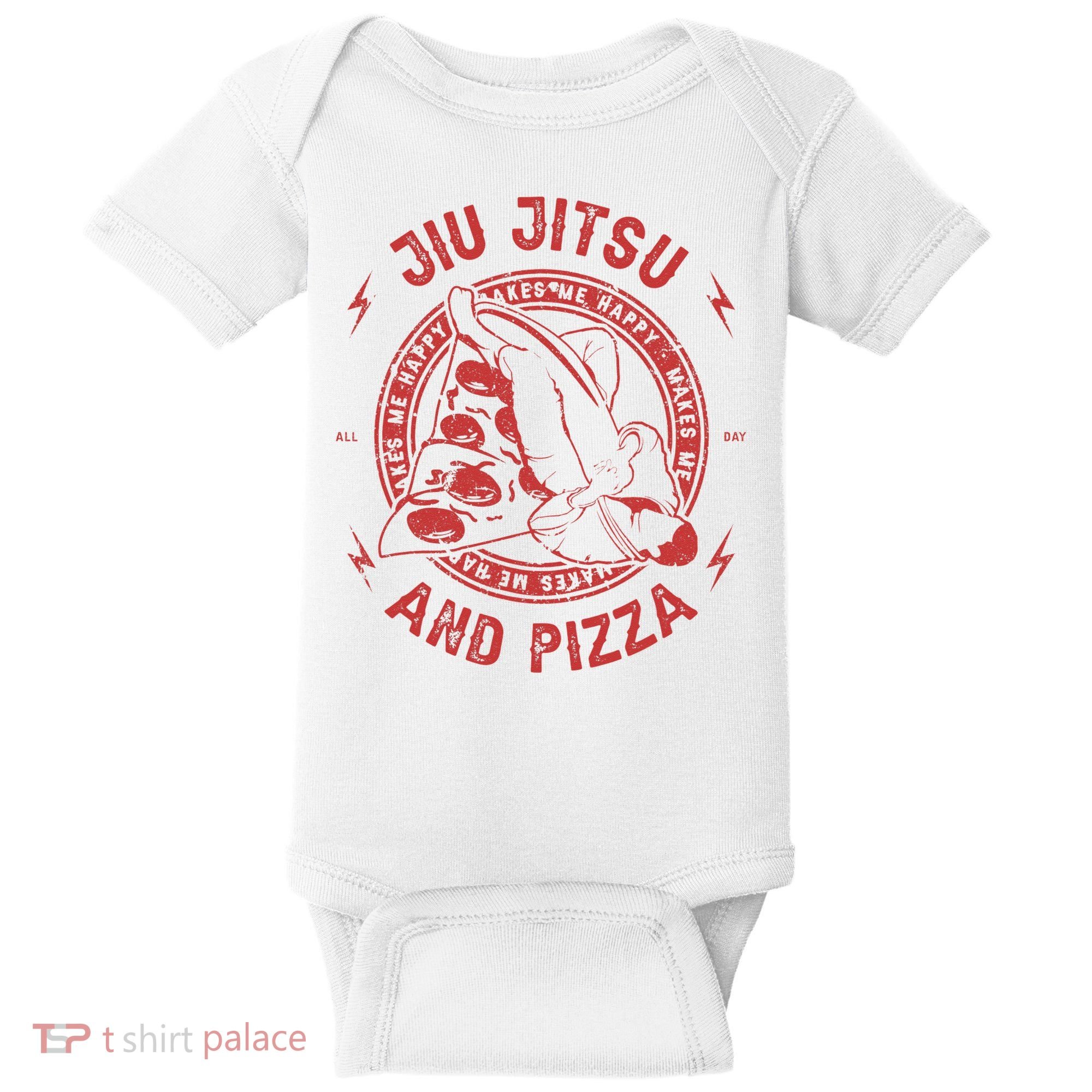 Jiu Jitsu And Pizza Funny Jujitsu BJJ and Mixed Martial Arts Baby Bodysuit