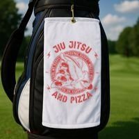 Jiu Jitsu And Pizza Funny Jujitsu BJJ and Mixed Martial Arts Golf Towel thumb 2