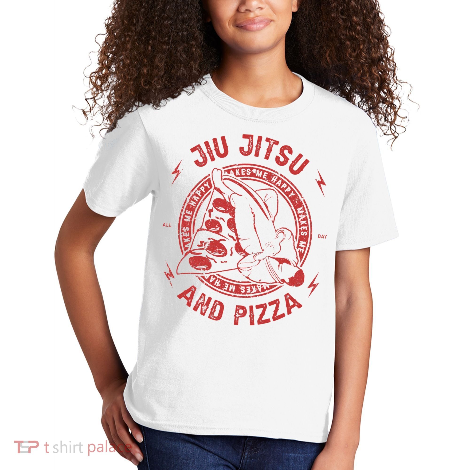 Jiu Jitsu And Pizza Funny Jujitsu BJJ and Mixed Martial Arts Kids T-Shirt