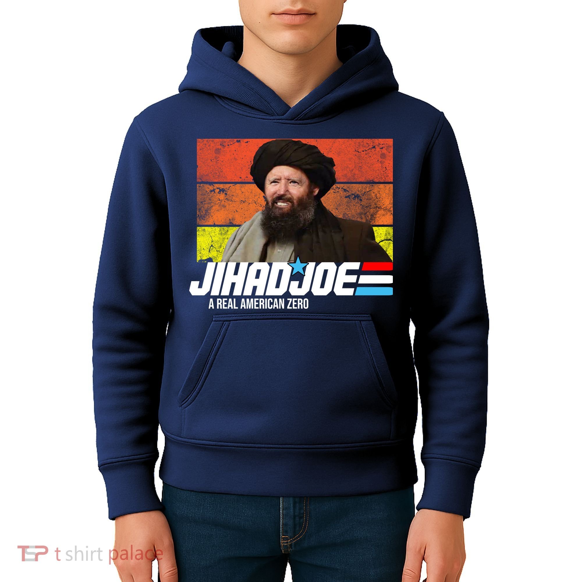 Jhad Joe A Real American Zero Anti Biden Funny Kids Hoodie