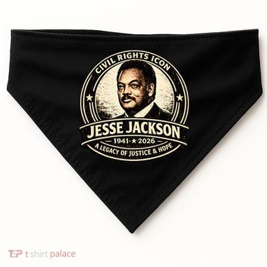 Jesse Jackson Civil Rights Icon 1941-2026 USA-Made Doggie Bandana