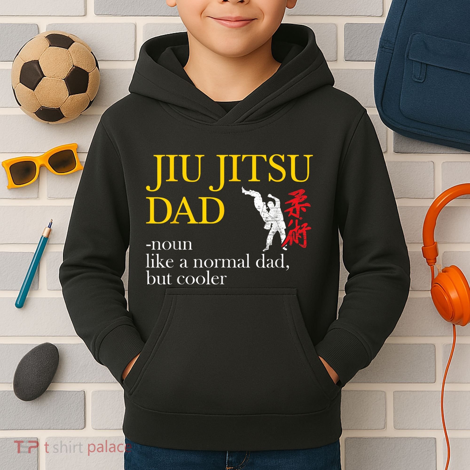 Jiu Jitsu Dad Noun Like A Normal Dad But Cooler Bbj Mma Kids Hoodie