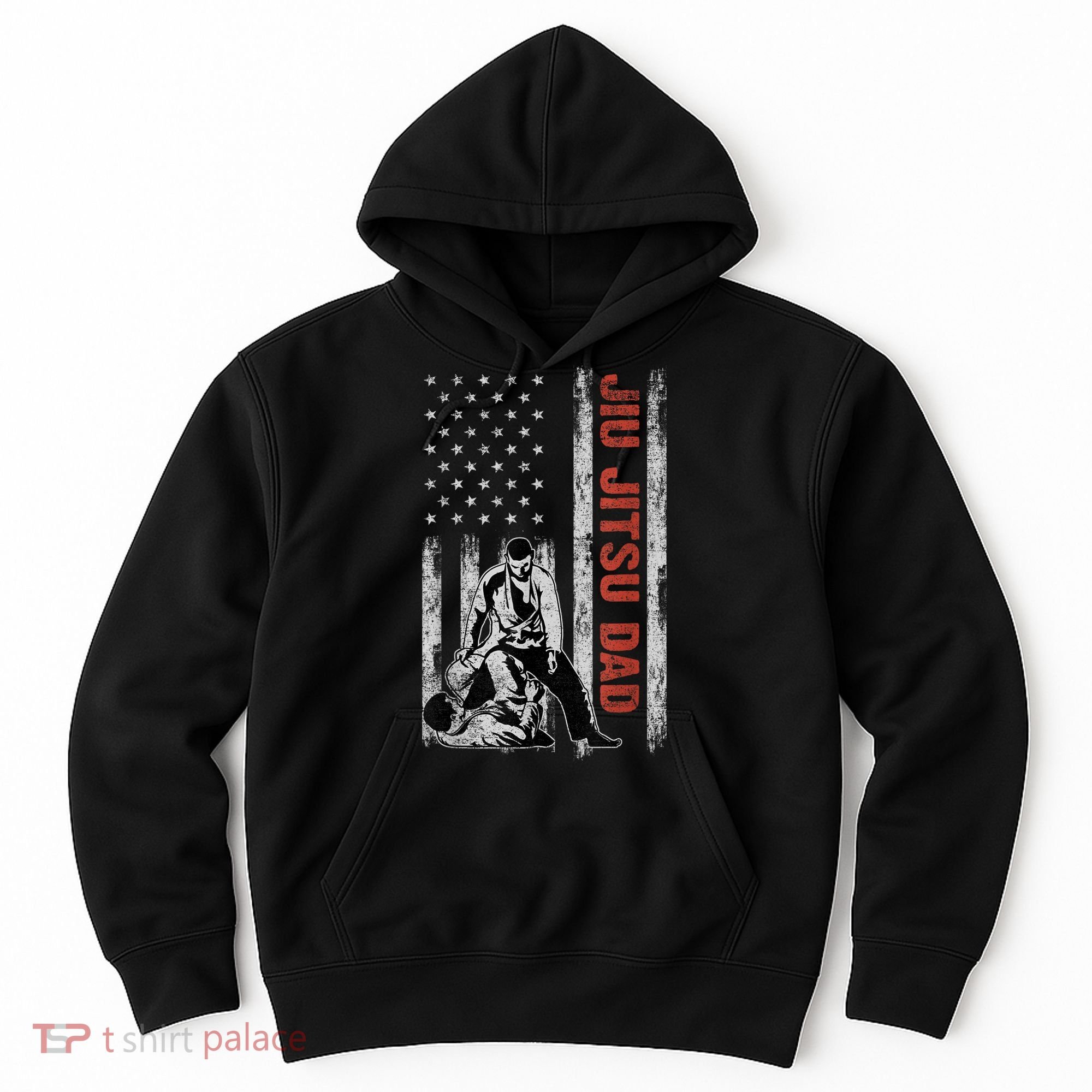 Jiu Jitsu Dad American Flag Fathers Day 4th Of July Gift Hoodie