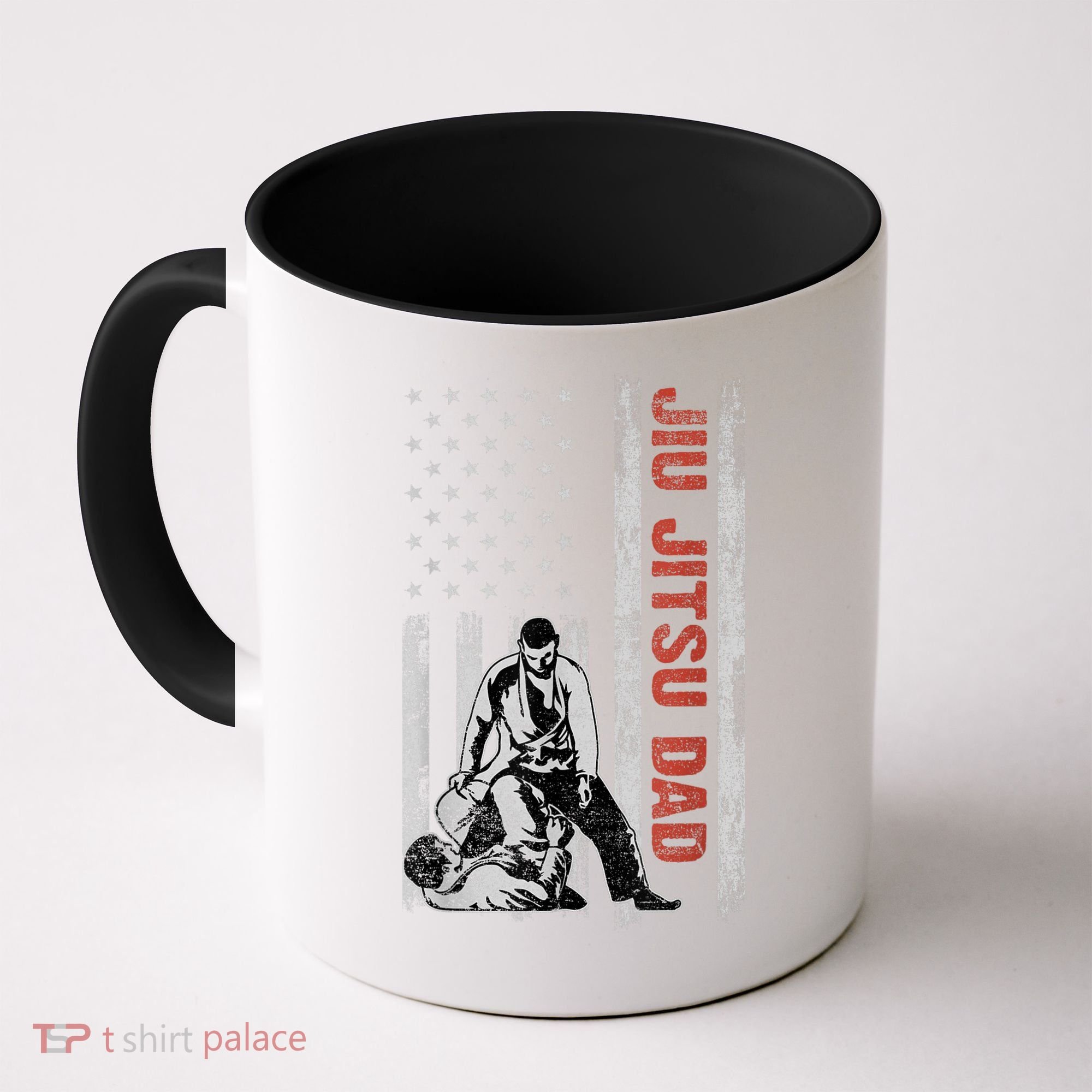 Jiu Jitsu Dad American Flag Fathers Day 4th Of July Gift Coffee Mug
