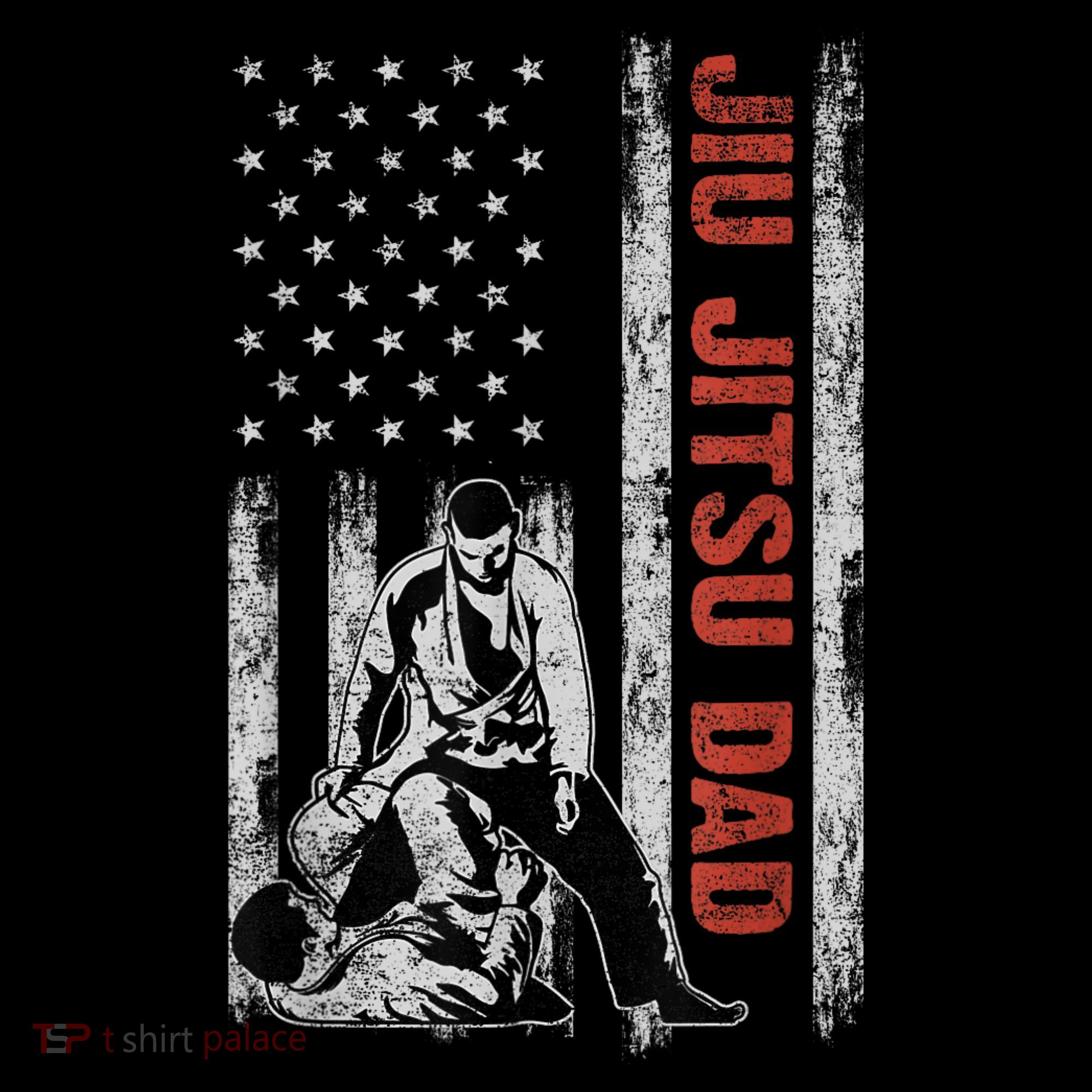 Jiu Jitsu Dad American Flag Fathers Day 4th Of July Gift Coffee Mug