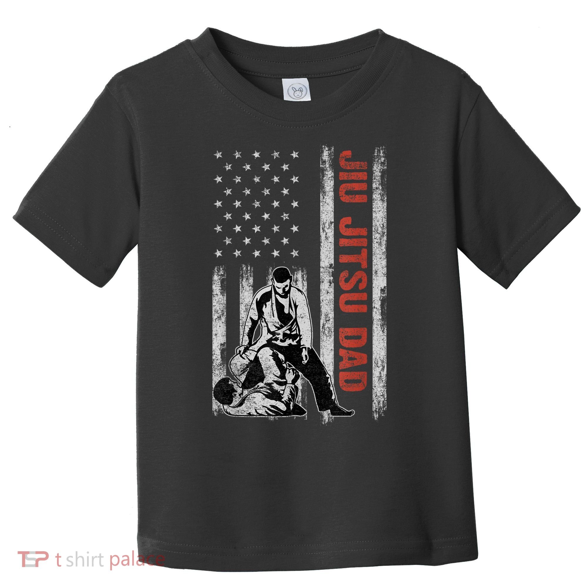 Jiu Jitsu Dad American Flag Fathers Day 4th Of July Gift Toddler T-Shirt